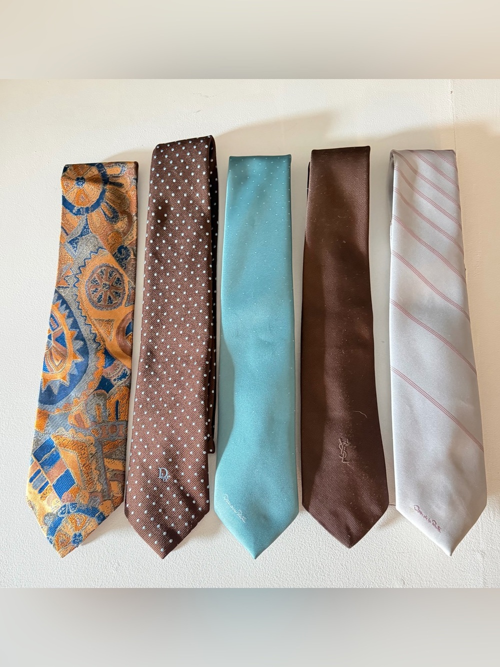 Designer Dior Fendi YSL men’s neckties Bundle 5pc